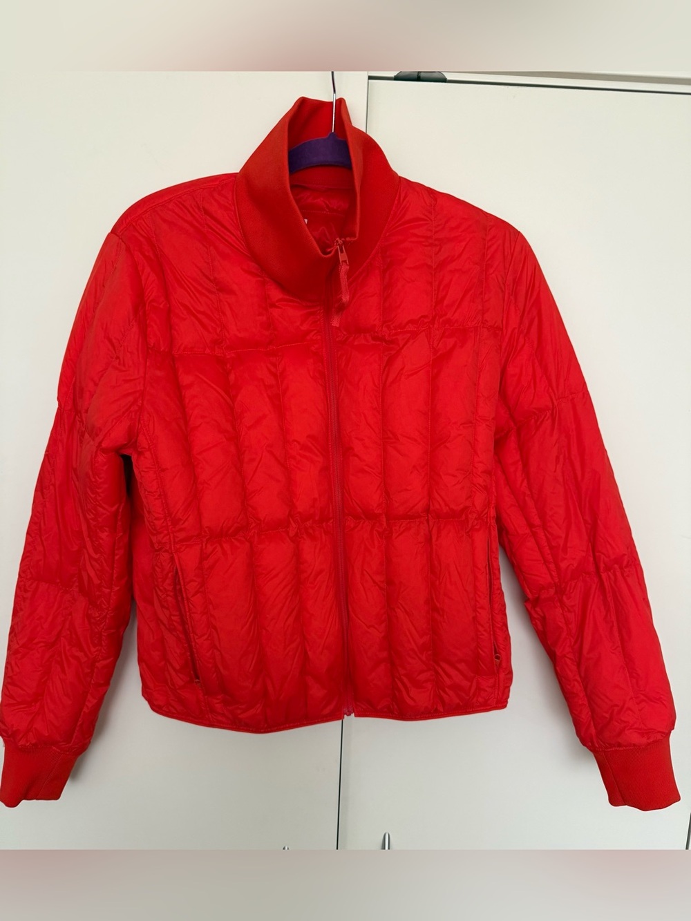 Lemaire X Uniqlo U Red Quilted High Neck Down Puffer Size Medium EUC